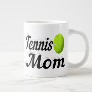 Taza De Café Gigante Tennis Mom mitad texto Giant Coffee Mug