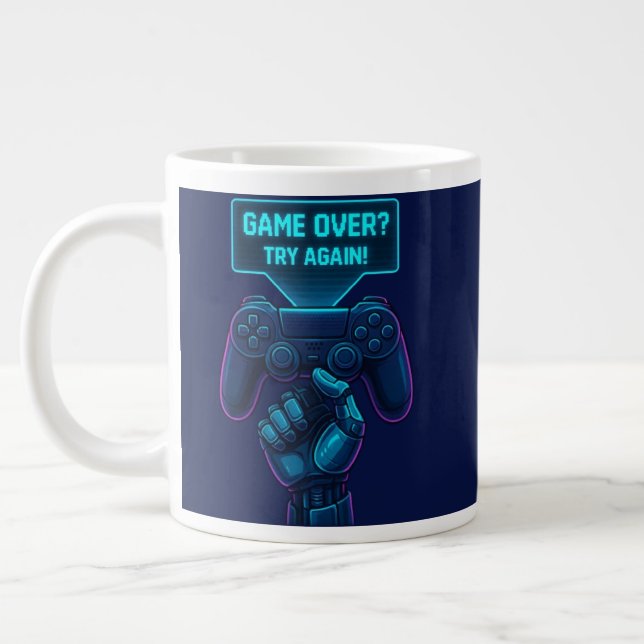 Taza De Café Gigante ¿Terminó el juego? ¡Inténtalo de nuevo! Mug futuri (Izquierda)