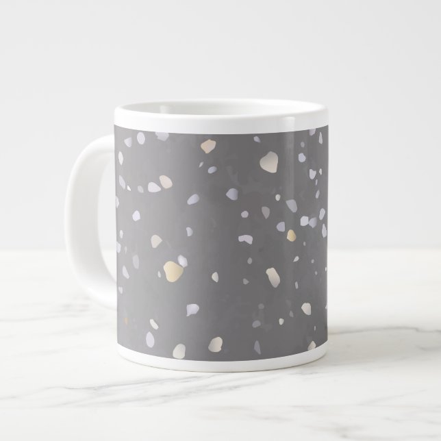 Taza De Café Gigante Terrazzo gris moderno (Izquierda)
