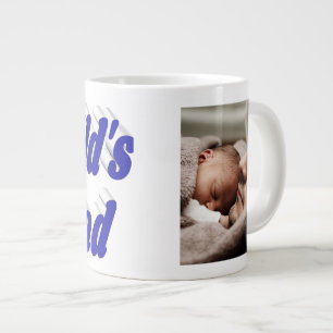 Taza De Café Gigante Texto azul de la foto de papá