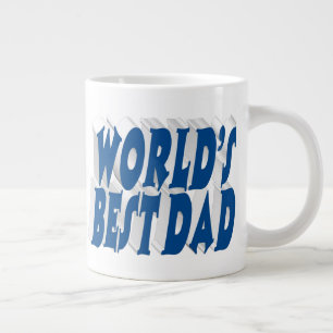 Taza De Café Gigante Texto de 3 d de azul marino de Best Dad