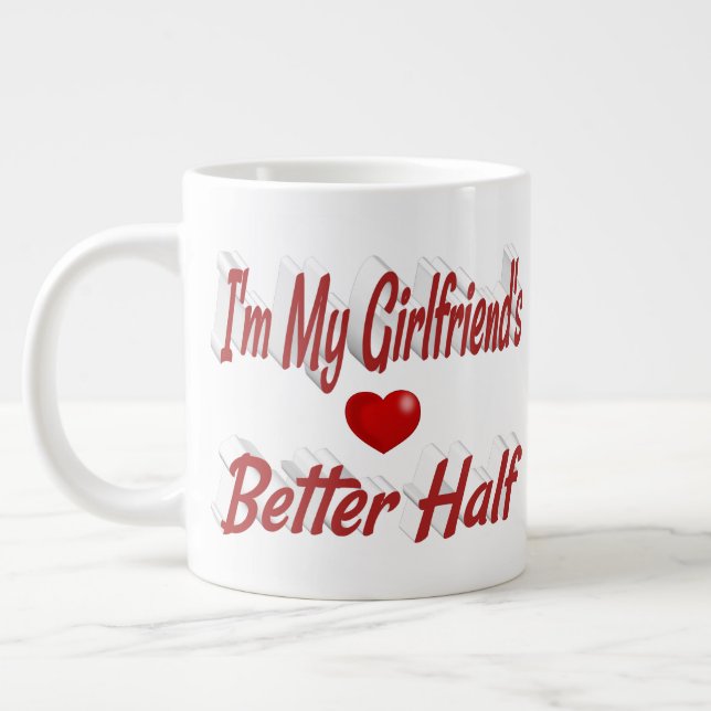 Taza De Café Gigante Texto de cita roja de Girlfriend (Izquierda)
