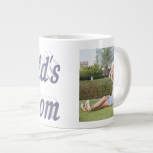 Taza De Café Gigante Texto de foto de mamá gris café gigante Mug