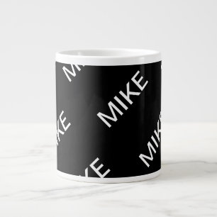 Taza De Café Gigante Texto de personalizable   Negra y blanca moderna