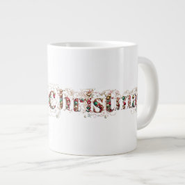 Taza De Café Gigante Texto decorativo de Navidad dorado y con borlas Fe