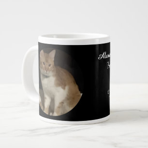 Taza De Café Gigante Texto del nombre del memorial de la foto del gato