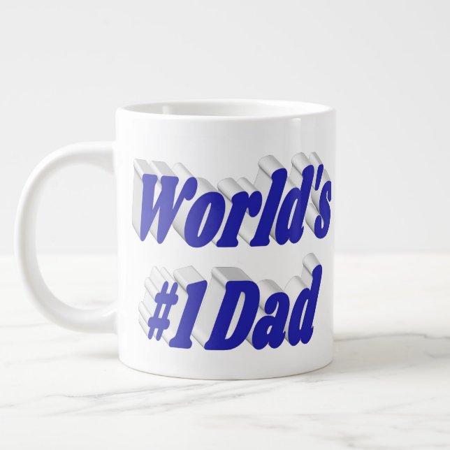 Taza De Café Gigante Texto medio azul de papá (Izquierda)