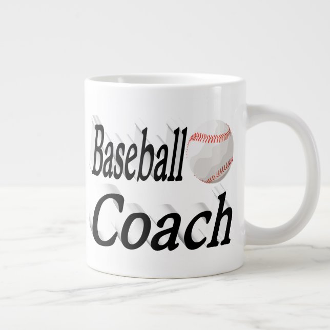 Taza De Café Gigante Texto medio del entrenador de béisbol (Derecha)