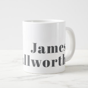 Taza De Café Gigante Texto moderno retro editable de estilo   Gris