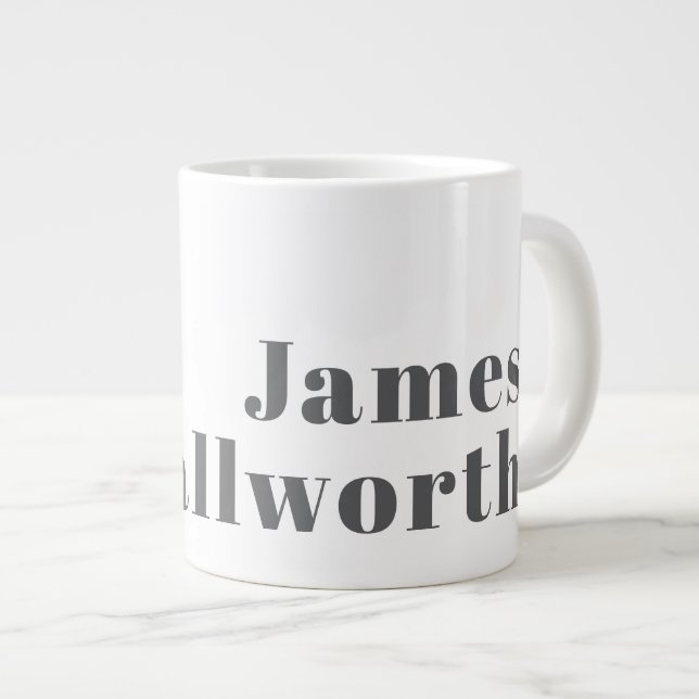Taza De Café Gigante Texto moderno retro editable de estilo | Gris (Derecha)