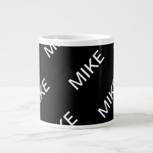 Taza De Café Gigante Texto personalizable   Negro y blanco moderno y ne