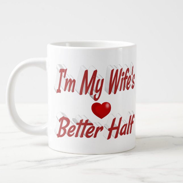 Taza De Café Gigante Texto rojo de cita graciosa de la esposa (Izquierda)