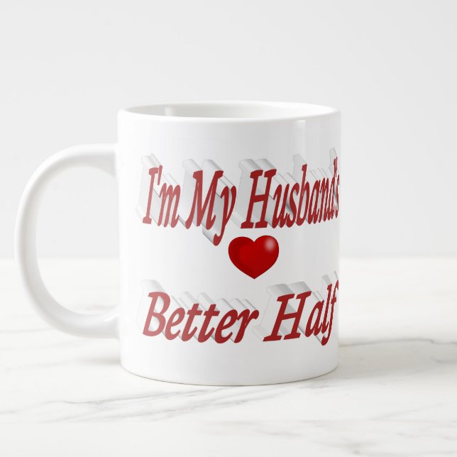 Taza De Café Gigante Texto rojo de la cita graciosa del marido (Izquierda)