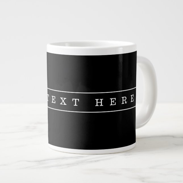Taza De Café Gigante Texto sencillo y elegante con franjas finas (Derecha)