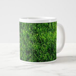 Taza De Café Gigante Textura de la hierba verde de un campo de fútbol