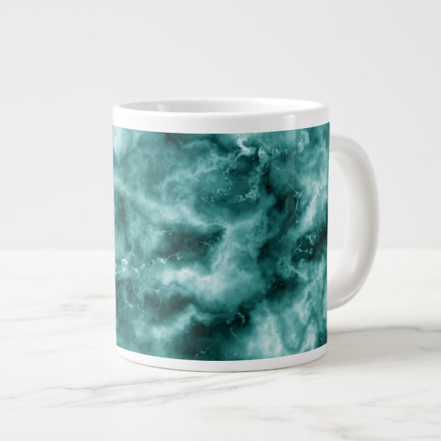 Taza De Café Gigante Textura de mármol verde oscuro (Derecha)