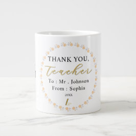 Taza De Café Gigante Thank You Teacher – Personalized Name Mug Gift