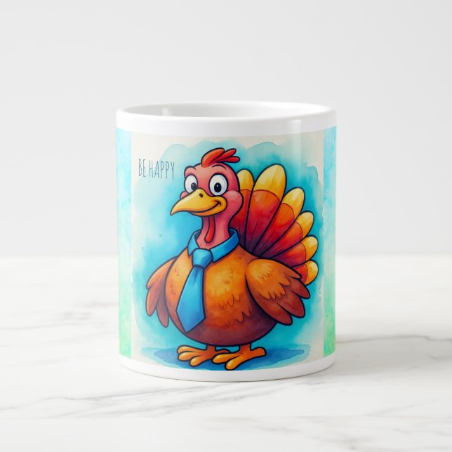Taza De Café Gigante Thanksgiving, Cute Turkey, Giant Coffee Mug (Frente)