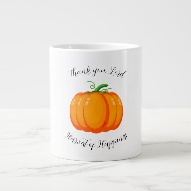 Taza De Café Gigante Thanksgiving,Thank you God , Harvest of Happiness  (Frente)
