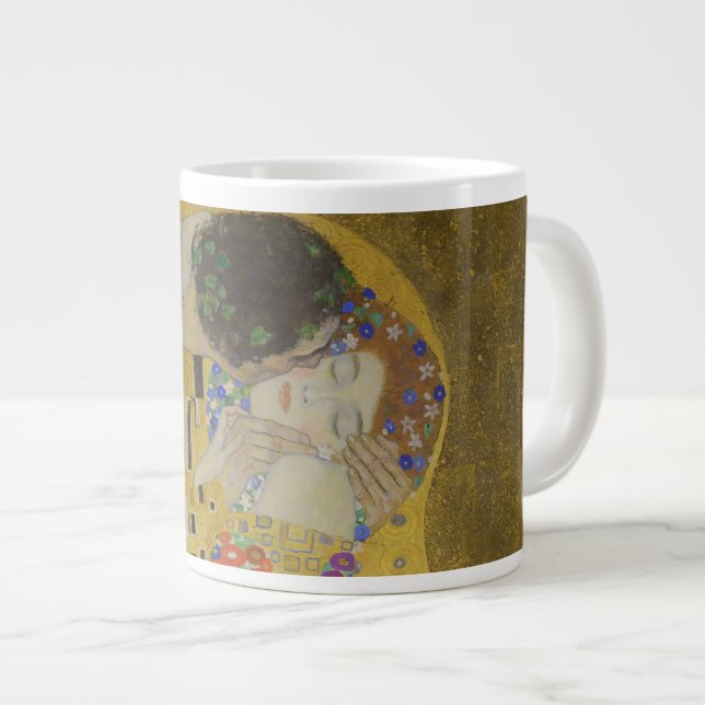 Taza De Café Gigante The Kiss, Art Nouveau Oil Painting, Gustav Klimt (Derecha)