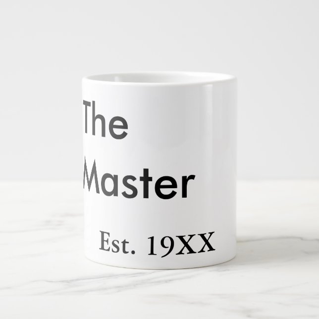 Taza De Café Gigante The Master boss name est year date man king title (Frente)