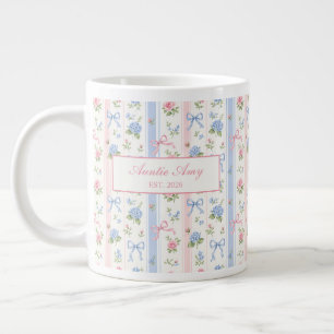 Taza De Café Gigante Tía Establecida Lazos de Coqueta Acuarela Floral