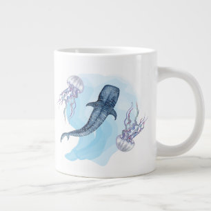 Taza De Café Gigante Tiburón Ballena. Acuarela