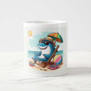 Taza De Café Gigante Tiburón personalizado lindo costero/playa