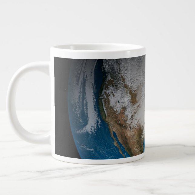 Taza De Café Gigante Tierra Fuerte con nubes simuladas sobre Norteaméri (Izquierda)