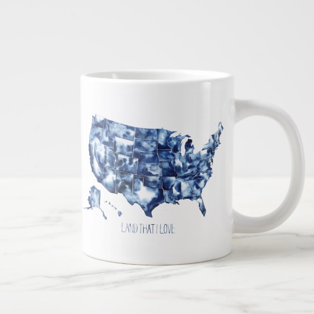 Taza De Café Gigante Tierra que amo - Mapa de Estados Unidos (Derecha)
