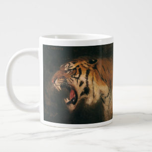 Taza De Café Gigante Tigre de Bengala Vintage Gran Gato Rugiendo, Anima