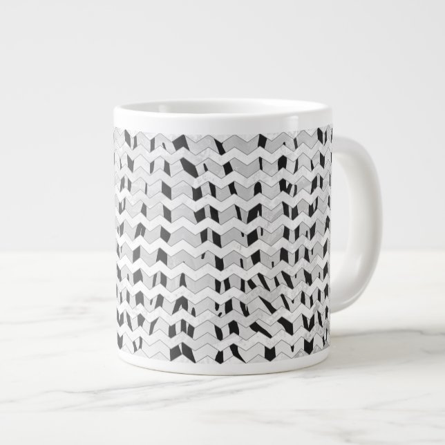 Taza De Café Gigante Tigre de Cheveron Impresión en blanco y negro (Derecha)