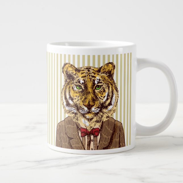 Taza De Café Gigante Tigre en ropa nocturna (Derecha)