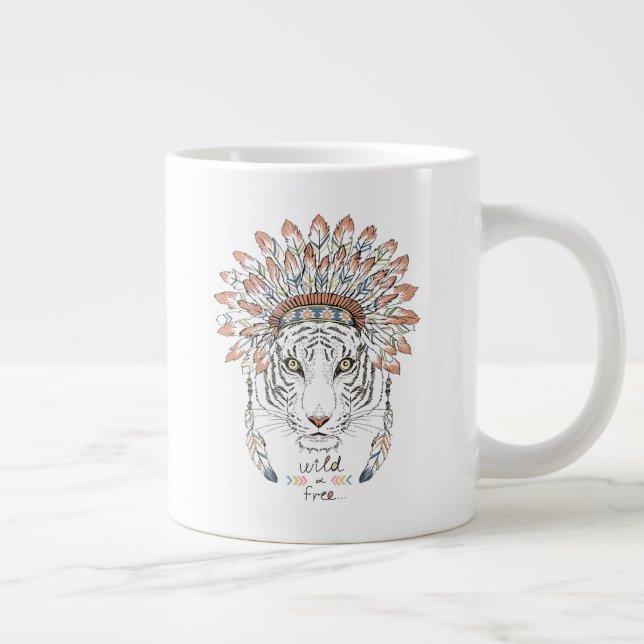 Taza De Café Gigante Tigre, nativo americano jefe indio (Derecha)