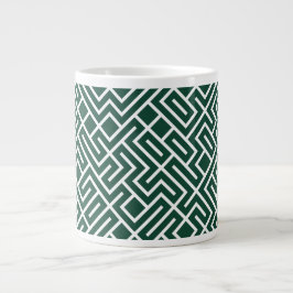 Taza De Café Gigante Tiled Lines Generative (Dark Green Fill) Unique