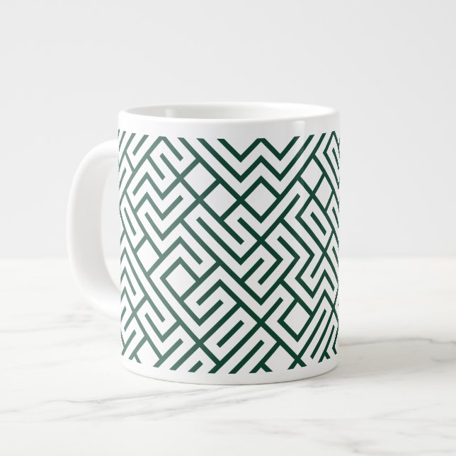 Taza De Café Gigante Tiled Lines Generative (Dark Green Line) Unique (Izquierda)