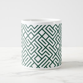 Taza De Café Gigante Tiled Lines Generative (Dark Green Line) Unique