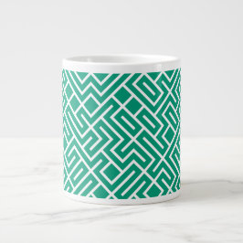 Taza De Café Gigante Tiled Lines Generative (Emerald Fill) Unique