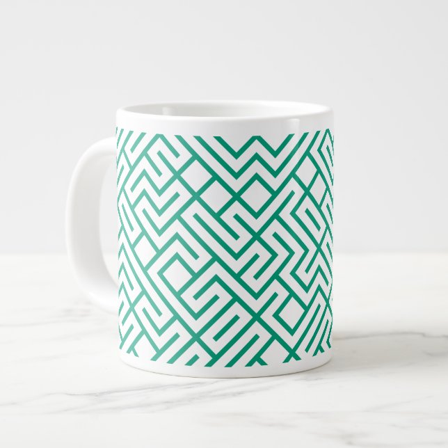 Taza De Café Gigante Tiled Lines Generative (Emerald Line) Unique (Izquierda)