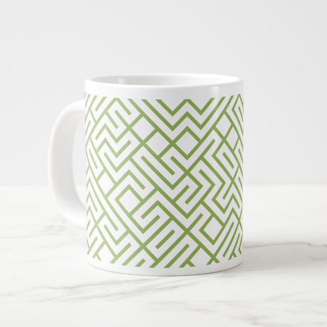 Taza De Café Gigante Tiled Lines Generative (Greenery Line) Unique (Izquierda)