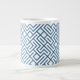 Taza De Café Gigante Tiled Lines Generative (Light Blue Fill) Unique