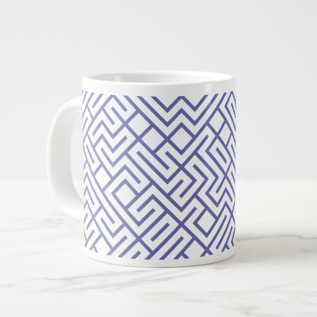 Taza De Café Gigante Tiled Lines Generative (Periwinkle Lines) Unique (Izquierda)