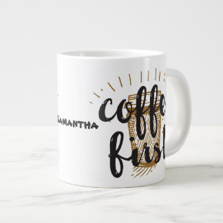 Taza De Café Gigante Tipografía de caligrafía con letras de primera man