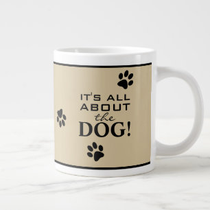 Taza De Café Gigante Tipografía de la huella de perro personalizada lin