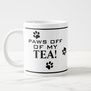 Taza De Café Gigante Tipografía de Pata de Perro Té Amante Negro y Blan
