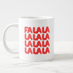 Taza De Café Gigante Tipografía Divertida de Navidad Fa La La La 