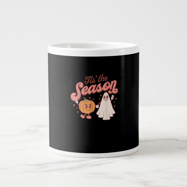 Taza De Café Gigante Tis The Season Pumpkin Boo 60s 70s Halloween Costu (Frente)