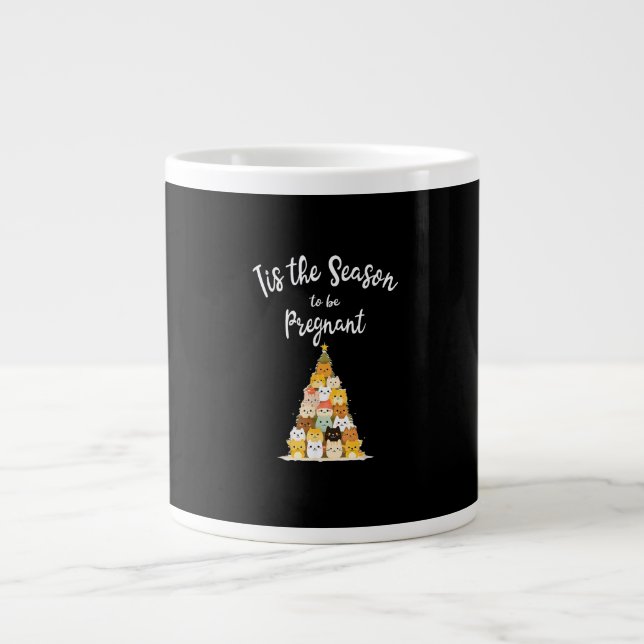 Taza De Café Gigante Tis The Season To Pregnant Cute Christmas Tree Men (Frente)