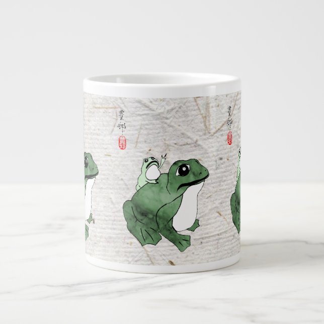 Taza De Café Gigante Toad de rana japonesa grande del siglo XIX (Frente)