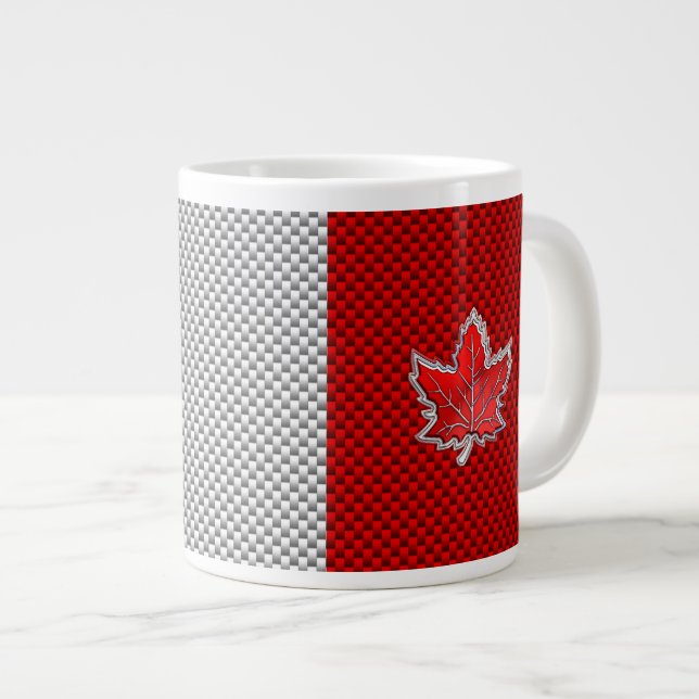 Taza De Café Gigante Todas las hojas de arce rojas canadienses en la im (Derecha)